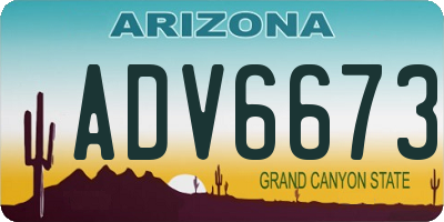 AZ license plate ADV6673