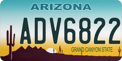 AZ license plate ADV6822