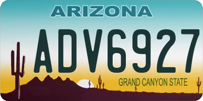 AZ license plate ADV6927