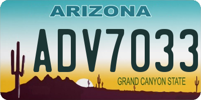 AZ license plate ADV7033