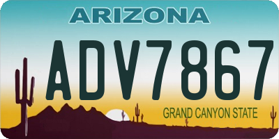 AZ license plate ADV7867