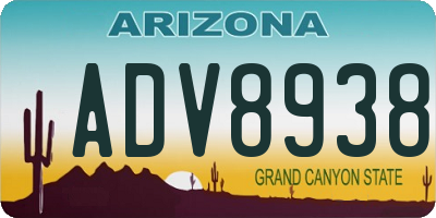 AZ license plate ADV8938