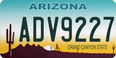 AZ license plate ADV9227