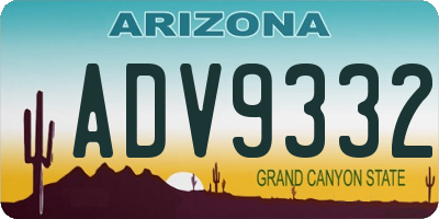 AZ license plate ADV9332