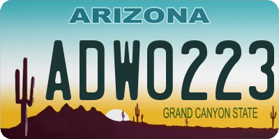 AZ license plate ADW0223