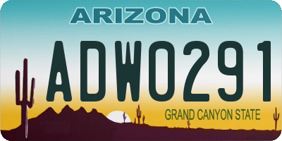 AZ license plate ADW0291