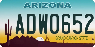 AZ license plate ADW0652