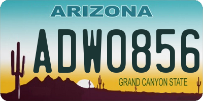 AZ license plate ADW0856