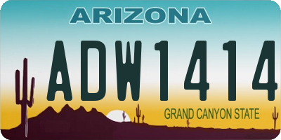 AZ license plate ADW1414