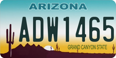 AZ license plate ADW1465