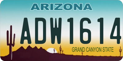 AZ license plate ADW1614