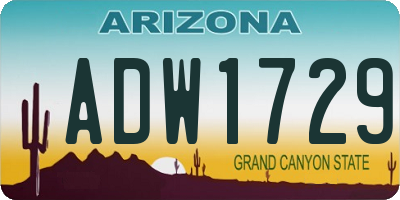 AZ license plate ADW1729