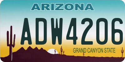 AZ license plate ADW4206