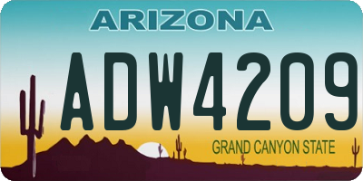 AZ license plate ADW4209