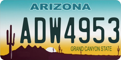 AZ license plate ADW4953