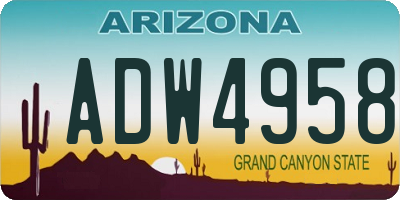 AZ license plate ADW4958