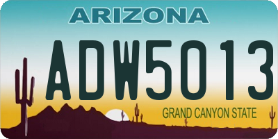 AZ license plate ADW5013