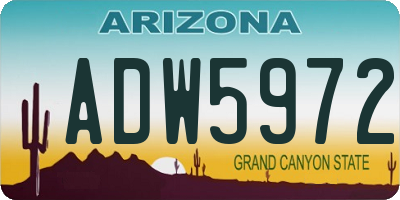 AZ license plate ADW5972