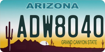 AZ license plate ADW8040