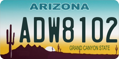 AZ license plate ADW8102