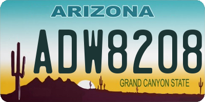 AZ license plate ADW8208