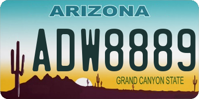 AZ license plate ADW8889