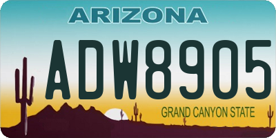 AZ license plate ADW8905