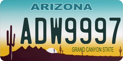AZ license plate ADW9997