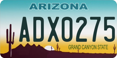 AZ license plate ADX0275