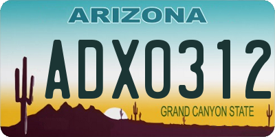 AZ license plate ADX0312