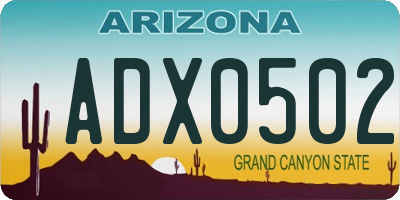 AZ license plate ADX0502