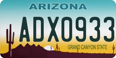 AZ license plate ADX0933
