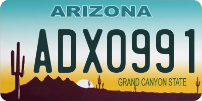 AZ license plate ADX0991