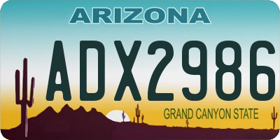 AZ license plate ADX2986