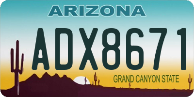 AZ license plate ADX8671