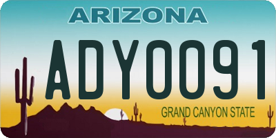 AZ license plate ADY0091
