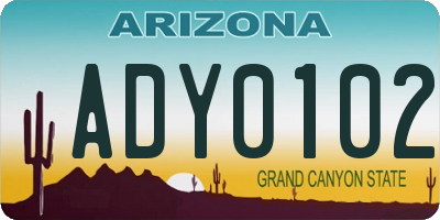 AZ license plate ADY0102