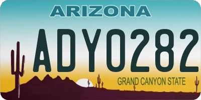 AZ license plate ADY0282