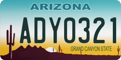AZ license plate ADY0321