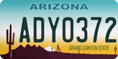 AZ license plate ADY0372