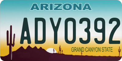 AZ license plate ADY0392