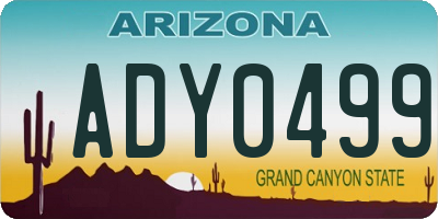 AZ license plate ADY0499