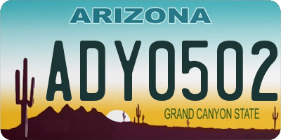 AZ license plate ADY0502