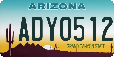 AZ license plate ADY0512