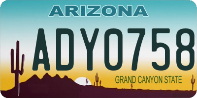 AZ license plate ADY0758
