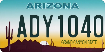 AZ license plate ADY1040