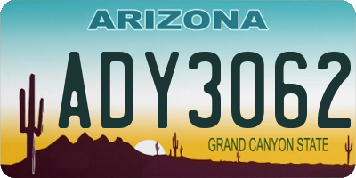 AZ license plate ADY3062