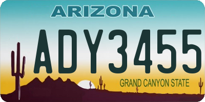 AZ license plate ADY3455