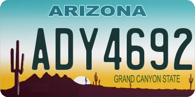 AZ license plate ADY4692