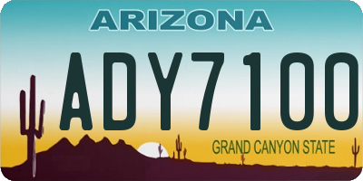 AZ license plate ADY7100